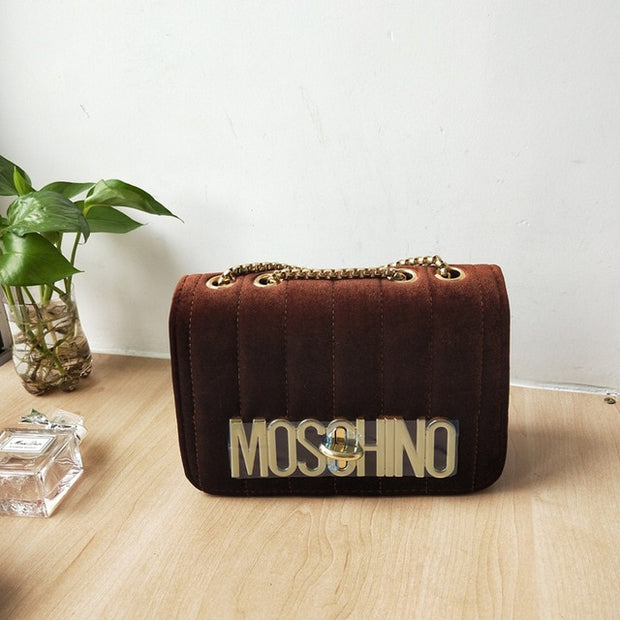 Moschino" Inspired"Mini Velvet Handbag - Kelita's Kloset