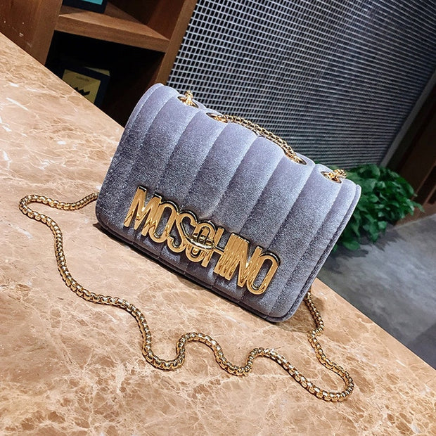 Moschino" Inspired"Mini Velvet Handbag - Kelita's Kloset